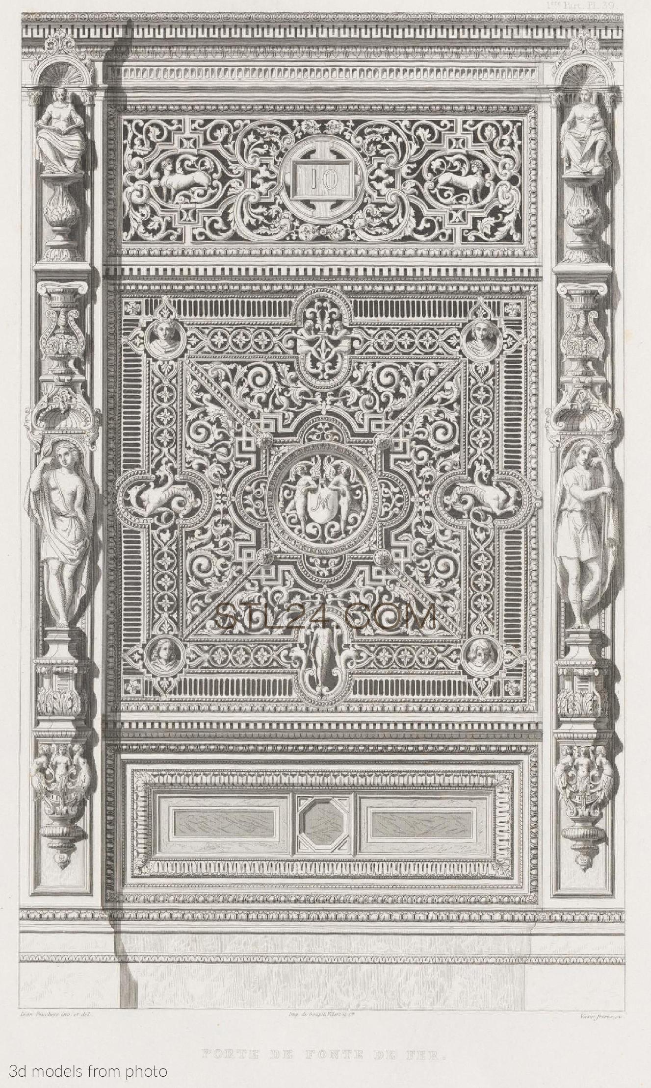Панели резные (CARVED PANEL_1460 -  | 3D model 3DSMAX / OBJ / STL) 3D модель для ЧПУ станка
